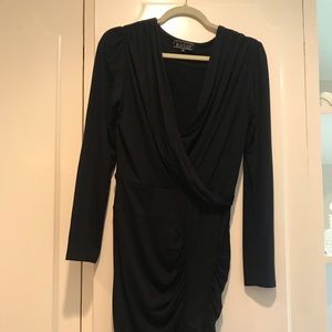 BOULEE black long sleeve dress with rouching